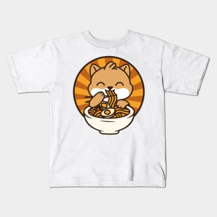 Corgi Eating Ramen - Cute Kawaii Noodles Dog puppy japanese Kids T-Shirt